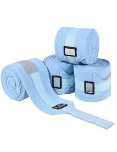lot 4030 image: Harrison Howard Horse Polo Wraps Upgrade with Bling Leg Wraps for Horses 4-Pack Fleece Leg Wraps Stable Supplies Ice Blue M