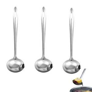 lot 4038 image: NentMent 3 Pack Soup Ladle Fat Separator Stainless Steel Ladle with Pour Spout Oil Separator Soup Spoon Grease Strainer Serving Spoon Gravy Pouring Ladles for Soups Stocks Sauces Broth Drippings
