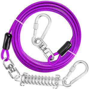 lot 4040 image: jenico Dog Tie Out Cable, 10152030405070100150FT Runner Cable with Swivel Hook and Shock Spring, Dog Leash Run Tether for Yard Outdoor and Camping,for Small to Medium Pets Up to 500 LBS