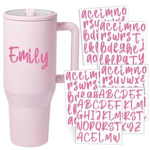 lot 4430 image: Humyoun 6 Sheets UV DTF Cup Wrap Name Stickers for Water Bottles Waterproof Custom Vinyl Decals Personalized Lettering Gift Stickers for 14-40oz Tumbler Cups Mugs DIY Craft (Pink)