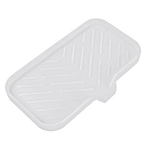 lot 4469 image: MicoYang Silicone Bathroom Soap Dishes with Drain Spout-Bathroom and Kitchen Sink Organizer,Sponge Holder,Dish Soap Tray,Perfect for Dispenser,Scrubber,Bottle,Cup on Sink or Counter-White 9.6�5.3