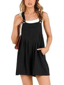 lot 4481 image: ANRABESS Womens Summer Casual Rompers Bib Short Overalls Loose Linen Jumpsuit Beach Outfits Travel Vacation Clothes Black X-Large