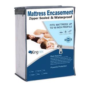lot 4482 image: Zippered Twin XL Mattress Protector for College Extra Long Twin Bed Fits 9-12 in Deep Pocket Waterproof 6 Sided Complete Mattress Encasement Cover
