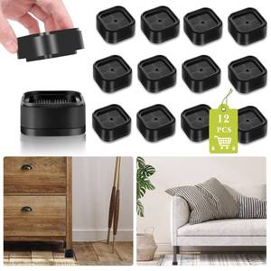 lot 4483 image: 12 Pack Furniture Risers 1, 2 or 3 Inch, Adjustable Bed Risers Heavy Duty For Table Desk Couch Chair Sofa Cabinet Bed Legs Dorm, Square Stackable Bed Raisers Blocks Lift Height 1, 2 or 3, Black-1