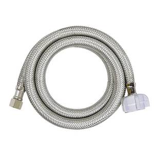 lot 4498 image: HIGHCRAFT 24 Inch Flexible Toilet Water Supply Line Braided Stainless Steel Toilet Hose Connector 38 Inch Compression x 78 Inch Ballcock Plastic Nut