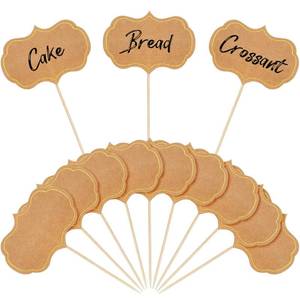 lot 6003 image: 50 Pieces Cheese Markers for Charcuterie Board Buffet Labels Food Tags Blank Toothpick Flags Appetizer Signs Chalkboard Cupcake Toppers Picks for Wedding Birthday Party Decorations (Brown)