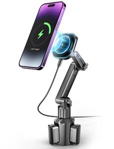 lot 6012 image: TOPGO Cup Phone Holder Wireless Charger, Magnetic Phone Holder Car Wireless Charger, Fast Charging for iPhone 1717 Air17 Pro17 Pro Max, Galaxy - Black