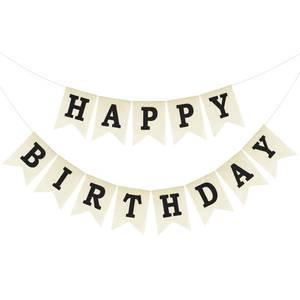 lot 6015 image: Anwyll Happy Birthday Banner - NO DIY Burlap Happy Birthday Banner Sign Happy Birthdays Party Decoration Happy Birthdays Banners Bunting for Women Men Girl Boy Celebration Party Backdrops (Black)