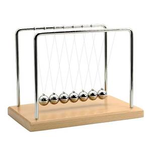 lot 6019 image: QLKUNLA Newtons Cradle Balance Balls Science Physics Gadget Desktop Decoration Kinetic Motion Toy for Home and Office (Beech,7 Balls)