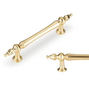 lot 6022 image: Confino 10 Pack 3.75 Inch Hole Centers Brushed Gold Cabinet Handles & Drawer Pulls - Elegant Pulls for Kitchen, Bathroom, Dresser, Cupboard, Closet Door (CF005)
