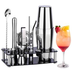 lot 6027 image: Cocktail Shaker Set Bartender Kit  15-Piece Bar Tool Set with Acrylic Stand Bars Set with All Practical Bar Accessories, for Drink Mixing, Bar, Home, Lounge & Party, Silver