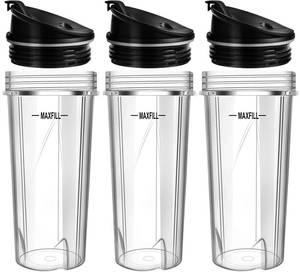 lot 6030 image: Blender 16oz Cups Replacement for Ninja - 3 Pack Ninja Blender Cups with Lids, Compatible with Ninja QB3001SS, BL770, BL780, BL660, BL740, BL810, Nutri Ninja Series Blenders