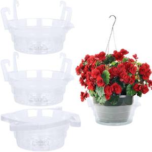 lot 6031 image: Miuwauer 20 Pack of 8-inch Hanging Basket Water Catcher Plastic Hanging Plant Drip Pan Tray Plastic Saucers Liners for Indoor Outdoor Hanging Plants Baskets Flower Pots - Clear, Round