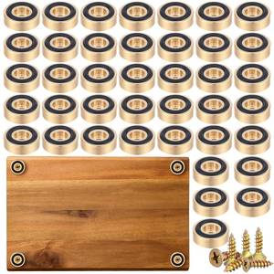 lot 6043 image: Yaocom 40 Pcs Brass Cutting Board Feet with Nonslip Pads 1.18 x 0.39 Inch Board Feet Legs with Silicone Rubber and Screws Kit for Kitchen Unfinished Cutting