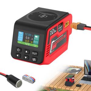 lot 6052 image: Kzreect 300W Adjustable DC 2��30V Voltage Regulator Compatible with Milwaukee 18V Battery XT60 Output, 140W Type-C, 18W USB-A, 15W Wireless Charger, LCD Display (Battery Not Included)