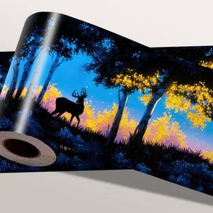 lot 6059 image: IOHEFY Tropical Sunset Wallpaper Border 196x4 Inch Palm Tree Peel and Stick Wall Border Removable Vinyl Beach Wall Trim for Bathroom Living Room Kitchen Summer Decor