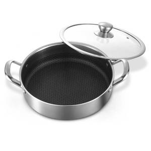 lot 6426 image: Toutrop Stainless Steel Saute Pan 12 inch Deep Frying Pan,5 Quarts Nonstick Skillet Large Saut� Pan with Lid,PFOA Free Cookware,Induction Compatible Chef Cooking Pan,Dishwasher & Oven Safe