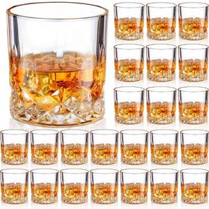 lot 6427 image: Yaomiao 24 Pcs 7 Oz Whiskey Glasses Set Old Fashioned Glasses Base Rocks Cups for Vodka Tequila Bourbon Whiskey Cocktails Scotch Liquor, Dishwasher Safe Christmas Holiday Men Women Gift
