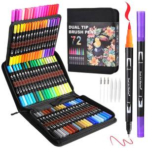 lot 6428 image: TOSHARE 72 Colors Brush & Fine Dual Tip Watercolor Markers for Adult Coloring Books No Bleeding Paint Pens For Drawing Note taking Planner Calligraphy Journaling Card Making Art Supplies Gifts