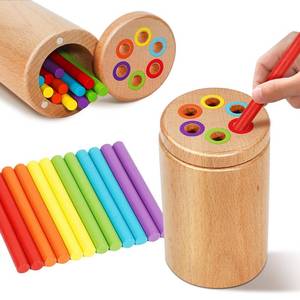 lot 6437 image: Montessori Toys for 1-3 Year Old, Travel Toys for Toddlers Wooden Color Sorting Stacking Toy for 18 Month Old Boys Girls Learning Gift for 2-4 Year Old Kids Christmas Birthday Stocking Stuffers
