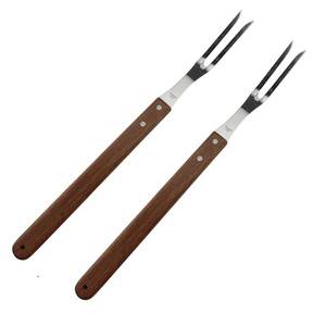 lot 6445 image: A2pcs Stainless Steel Grilling Skewers with Wooden Handles Outdoor Meat Forks High Temperature Resistant Reusable Dishwasher Safe Camping Cooking Tool
