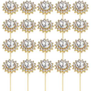 lot 6450 image: Mabor 20Pcs Diamond Pins for Bouquets, Rhinestone Flower Head Decorative Pins, Diamond Head Flower Corsage Boutonniere Pin for Wedding Bouquet Jewelry Ornaments Decoration DIY Craft, Gold