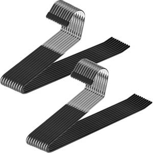 lot 6454 image: Zober Pants Hangers Non Slip - Open Ended Pants and Jean Hangers for Closet - Space Saving Clothes Hanger - Strong, Durable, Metal Pant Hangers (Black)