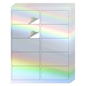 lot 6465 image: STARLIBOO Shipping Labels Stickers, 2�4 Printable Holographic Mailing Labels for LaserInkjet Printing- Matte, Permanent Adhesive Sticker (Holographic Silver)