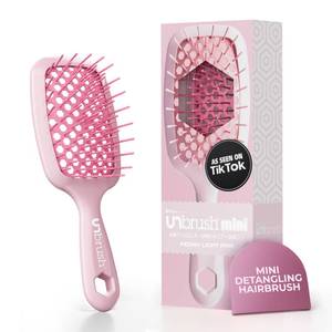 lot 6471 image: FHI Heat UNbrush Mini Detangler Brush for Pain-Free Brushing on All Wet or Dry Hair Types �� Durable Duoflex Anti-Static Bristles, Lightweight Handle, Vented Mini Hair Brush, Peony Light Pink