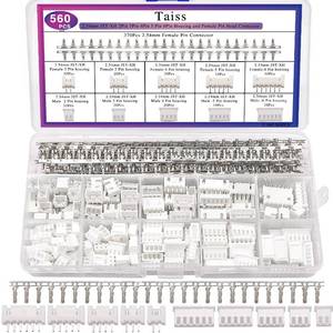 lot 6492 image: Taiss 560PCS 2.54mm JST-XH Connector Kit 2.54mm 23456 Pin Housing Female and Male Adapter Cable Connector Plug,JST Connector Female Pin Head Connector Adapter Plug