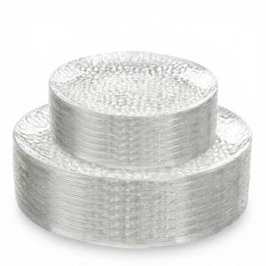 lot 6495 image: Rubtlamp 60Pcs Plastic Plates, Clear Disposable Plates, Hammered Heavy Duty Plastic Platos, Fancy Disposable Platos Include 30 Clear Dinner Plate, 30 Salad Plate For Bridal Spring