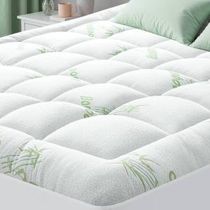 lot 9455 image: HYLEORY Mattress Topper - Thick Bamboo-Viscose Naturally Cooling Pillow Top Mattress Pad Breathable Fluffy Soft Mattress pad for Back Pain Relief, King Size, Green