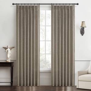 lot 9458 image: Memory Shape Pinch Pleated 86 Inch Curtains 2 Panels Set for Living Room, Dark Flax Natural Linen Semi Sheer Light Filtering Privacy Sliding Glass Door Boho Viral Window Curtain 40W x 86L Brown Burg
