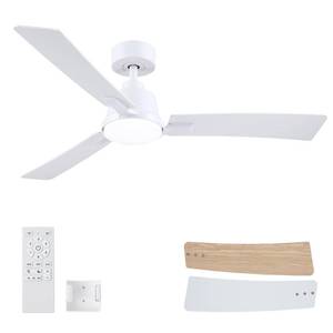 lot 11129 image: BatQueen 52 Inch Ceiling Fans with Lights,Low Profile Ceiling Fan,Modern Flush Mount,Reversible 6 Speeds,3CCT Dimmable Noiseless White Ceiling Fans for Living Room,Bedroom and Patio,ETL Listed