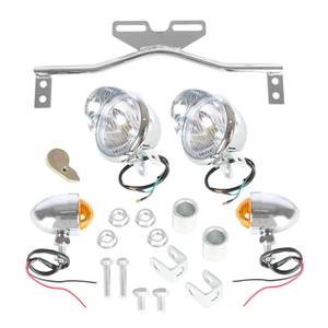 lot 11134 image: waltyotur Motorcycle Turn Signals Fog Light Turn Light Bar Kit with Bracket Set Chrome
