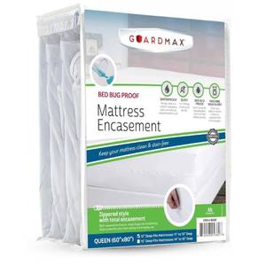 lot 11182 image: Guardmax Queen Mattress Encasement with Zipper, Waterproof, Bed Bug Proof, and Dust Mite Proof Mattress Protector for Queen Size Bed up to 12 Deep, Zippered All Around Jersey Knitted Mattress Cover