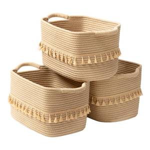 lot 11188 image: TeoKJ Storage Basket 3 Pack for Organizing, Rope Cotton Baskets for Toy, Clothes, Blankets, Decorative Basket for Living Room, Nursery, Bathroom, Jute