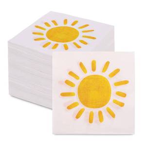 lot 11213 image: 200Pcs Boho Sun Paper Napkins First Trip Around The Sun Napkin Disposable Sunshine Cocktail Napkins for Birthday Baby Shower Party Supplies