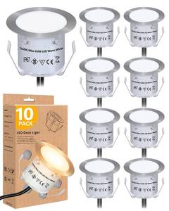 lot 12011 image: HIBOITEC Low Voltage Deck Lights Recessed Kit with Transformer Dimmable Timer and Photocell Sensor Outdoor LED Deck Lighting IP67 Waterproof 4000K for Stair Step Outdoor Garden Yard 16 Packs (Only 7)