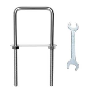 lot 12021 image: 1 Set M10 Square U-Bolts 3.2 Inch Wide, 304 Stainless Steel Square U-Bolts with Nuts and Bolt Plate (1 Set, M10 x 80mm x 200mm) (Missing Bolts)
