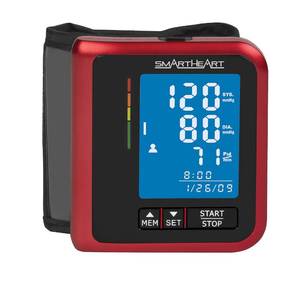 lot 12024 image: SmartHeart Blood Pressure Monitor  D-Ring Wrist Cuff  Advanced Inflation Technology  Rechargeable  2-Person Memory
