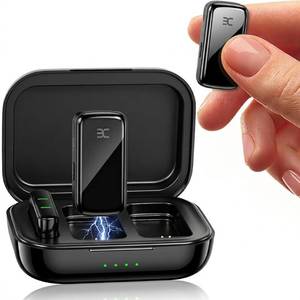 lot 12036 image: EX Wireless Lavalier Microphone System, Dual Clip-On Mics  Charging Case, 164ft Range Plug-and-Play for iPhoneAndroid, Advanced Noise Reduction, 48H Runtime-Video Recording, TikTok, YouTube, Black