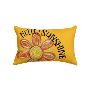 lot 12047 image: AVOIN colorlife Hello Sunshine Floral Yellow Throw Pillow Cover, 12 x 20 Inch Cushion Case Decoration for Sofa Couch Holiday Seasonal Home Decor