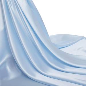 lot 12048 image: Light Blue Silk Satin Fabric 5 Yards 55 Wide, Shiny and Soft Charmeuse Satin Fabric for Sewing Wedding Bridal Dress Crafts