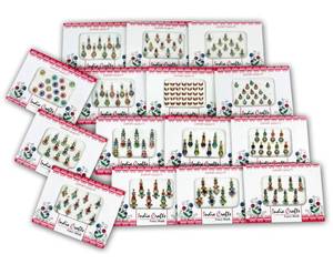 lot 12060 image: India Crafts  12 Packs- 100 Multicolored long Bindis Forehead Tika Face Jewels