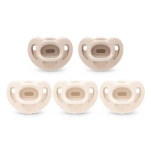 lot 12065 image: NUK 100% Silicone Comfy Orthodontic Pacifiers, 0-6 Months, Neutral Fashion, Timeless Collection, 5 Count (Used)