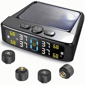 lot 12100 image: Tire Pressure Monitoring System, Tire Pressure Monitor System with Solar Charge, RV TPMS with 4 External sensors & 6 Alarm Modes, LCD Real-time Display, Auto OFFON, TPMS for TrailerSUVTruck 0-88PSI