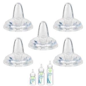 lot 12106 image: Sippy Nipple for Dr. Browns Narrow Bottle & Sippy Spout Bottle, Soft 100% Silicone Baby Bottle Straw Nipple, 6m, 5 Count
