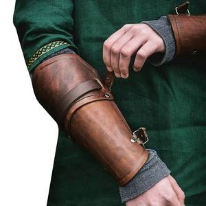 lot 12114 image: Syktkmx Faux Leather Bracers Wristband Wrist Armor Viking Gauntlet Medieval Costume Arm Cuff Punk Renaissance Vambraces for Men Women 2PCS