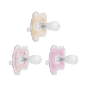 lot 12115 image: Dr. Browns Advantage One-Piece Silicone Baby Pacifier, Fully Symmetrical Soother, EcruLight PinkPink, 0-6m, BPA-Free, 3-Pack